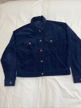 Corduroy Button-Front Jacket - Deep Navy